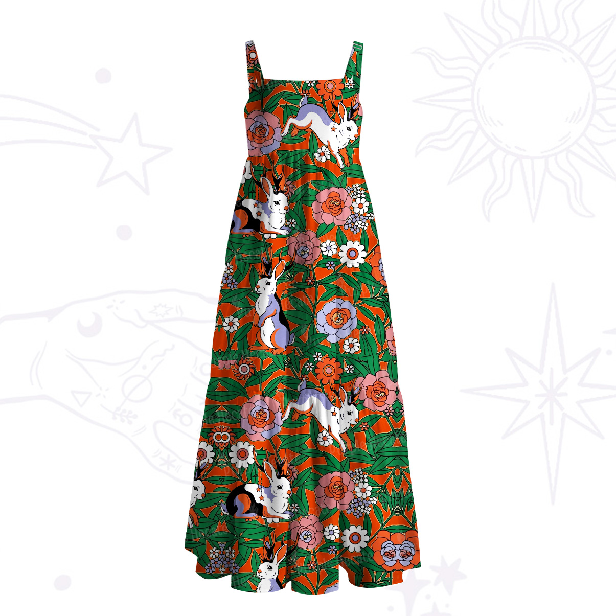 [Copy]Purplehecate Green Vision Illusion Wide Straps Maxi Dress