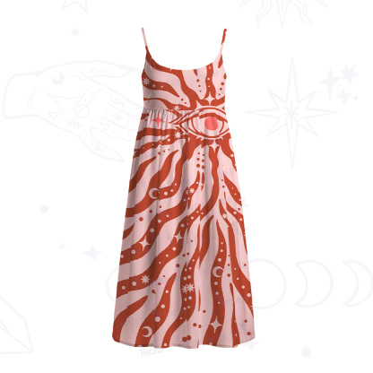 Purplehecate Green Vision Illusion Spaghetti Strap Midi Dress
