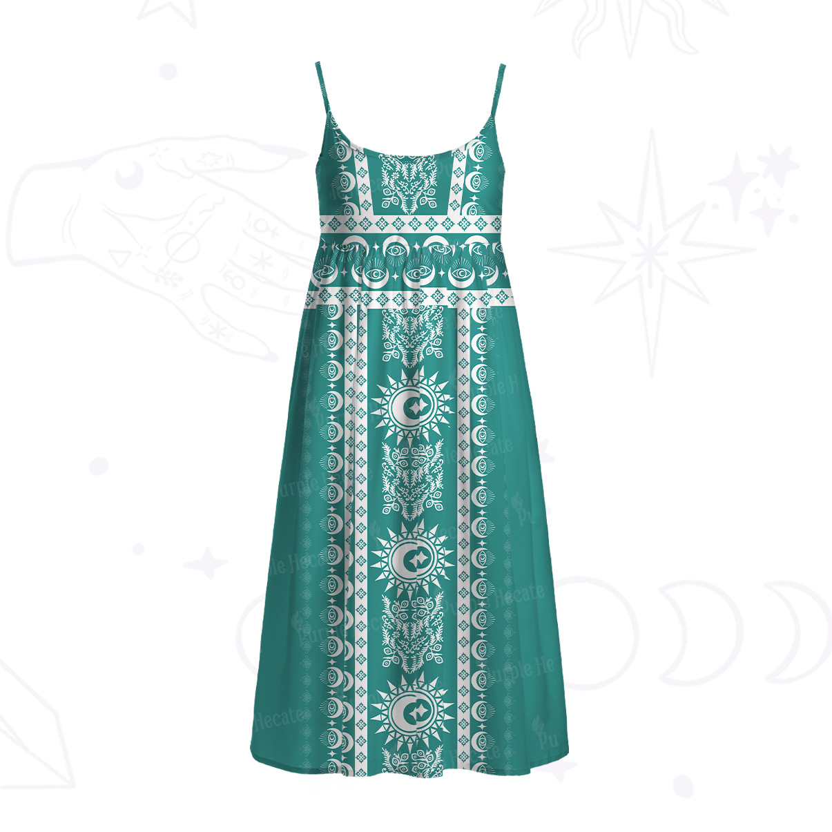 Purplehecate Visionary Sun Spaghetti Strap Midi Dress
