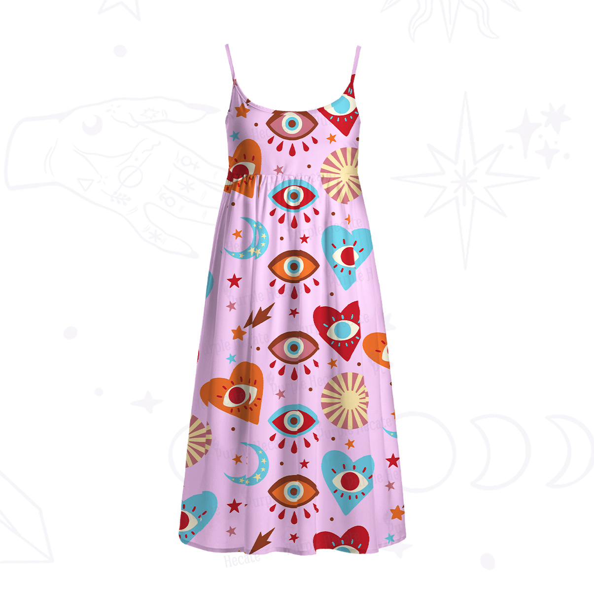 Purplehecate The Enchanted Eye of Love Spaghetti Strap Midi Dress