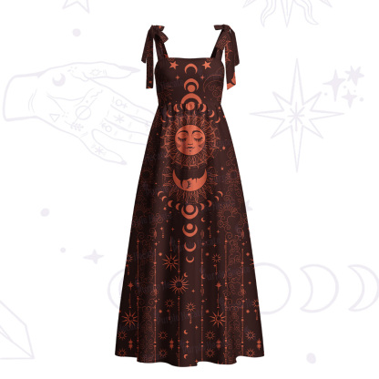 Purplehecate Lunar Eclipse Tie Shoulder Maxi Dress