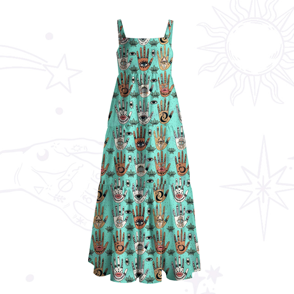 Purplehecate Helping Hands Wide Straps Maxi Dress