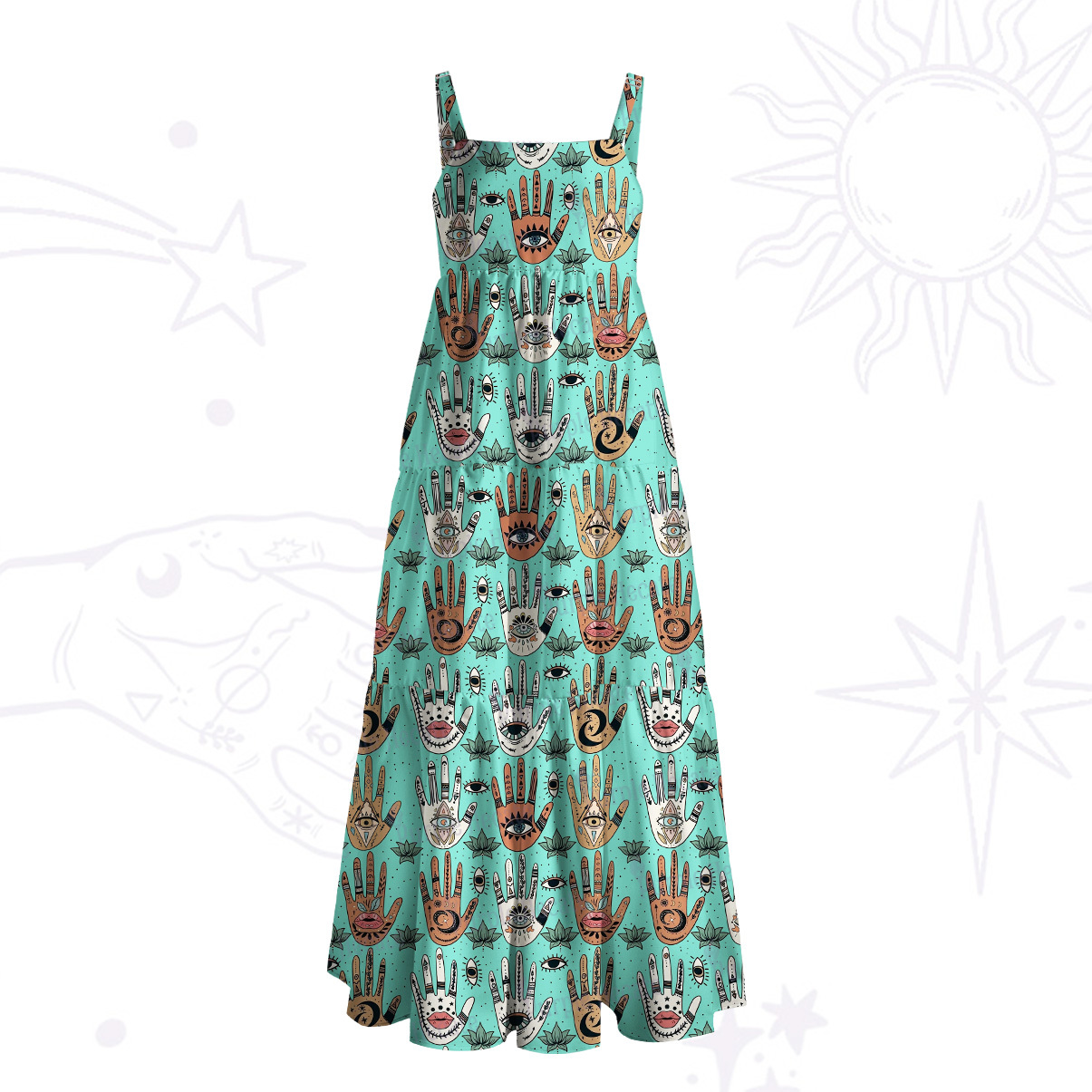 Purplehecate Helping Hands Wide Straps Maxi Dress