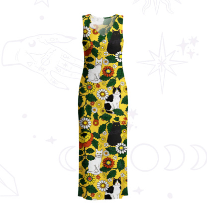 Purplehecate Daisy Cat  Garden Crochet Knit Maxi Dress