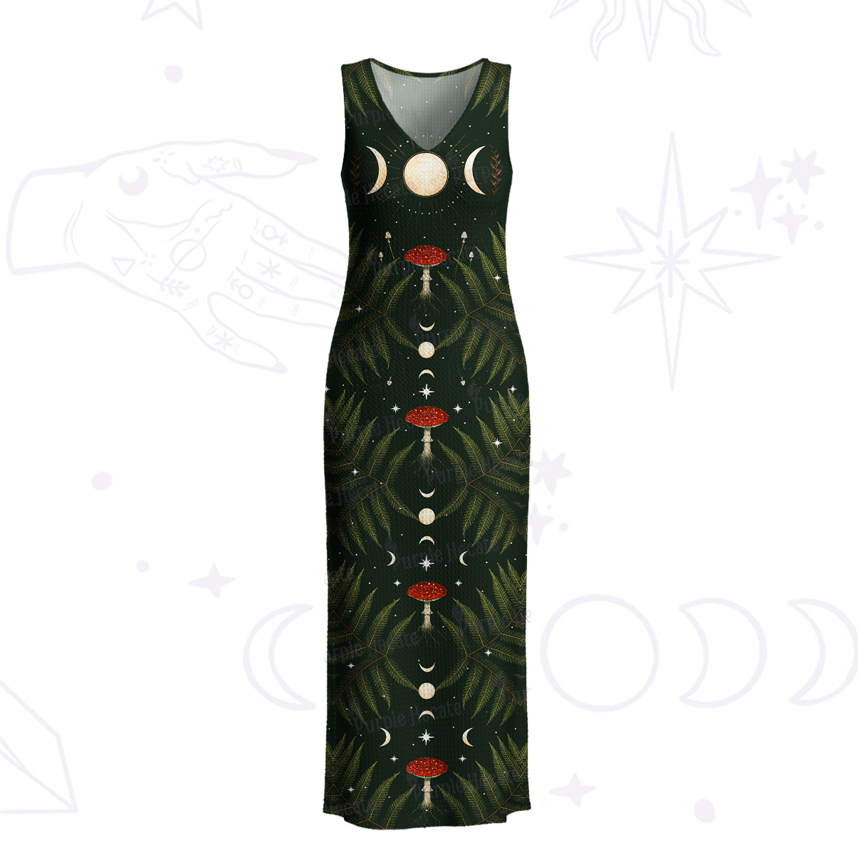 Purplehecate Moonlit Mushroom Gow Crochet Knit Maxi Dress