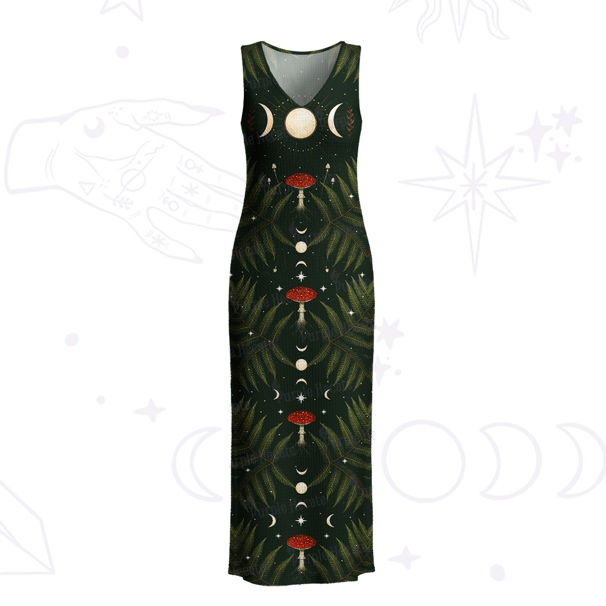 Purplehecate Moonlit Mushroom Gow Crochet Knit Maxi Dress