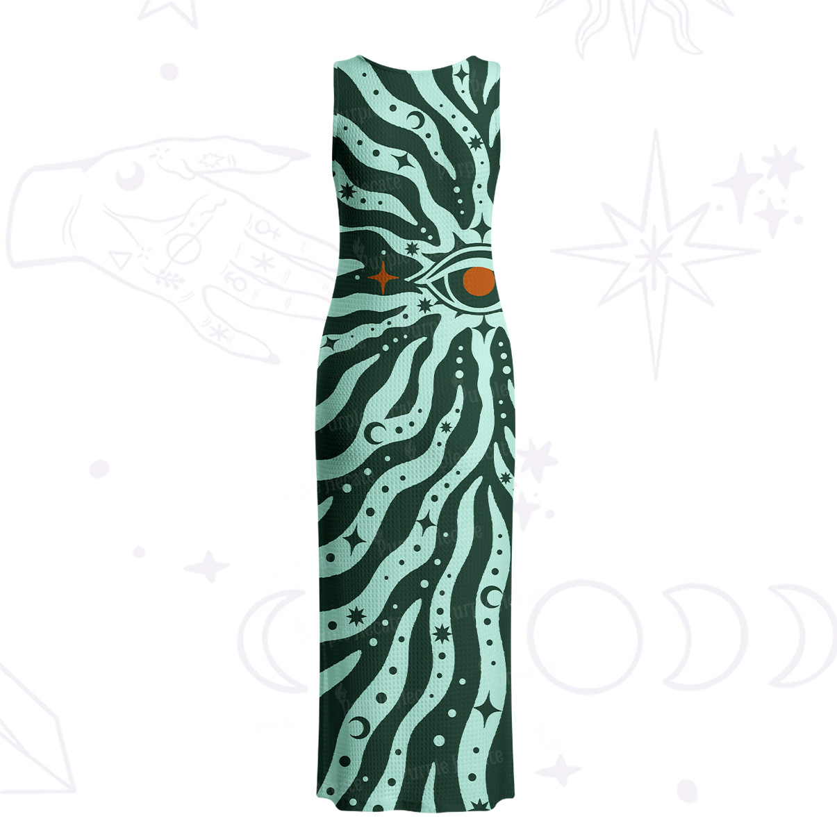 Purplehecate Green Vision Illusion Crochet Knit Maxi Dress