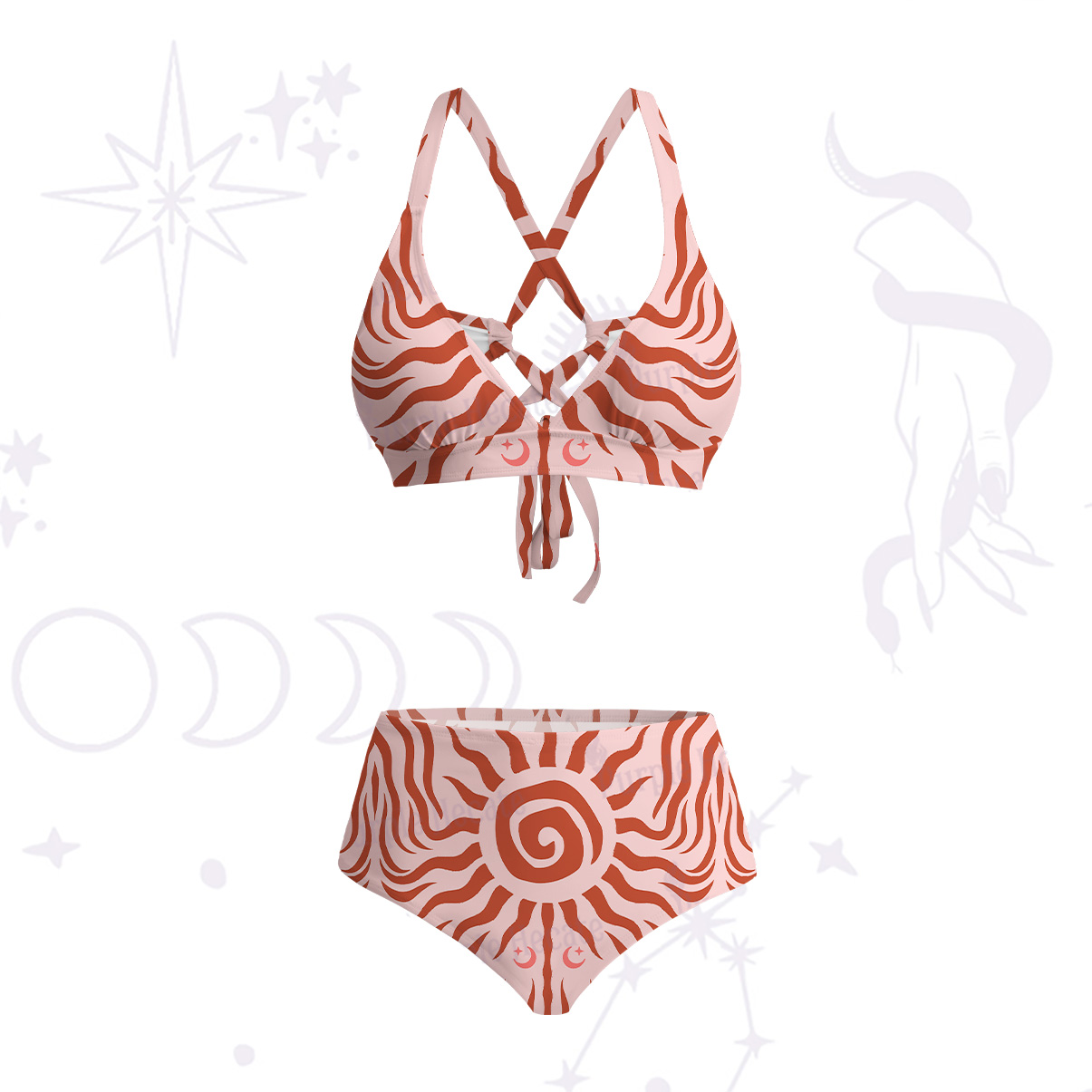 Purplehecate Solar Ritual Crisscross Tie-Back Bikini Set