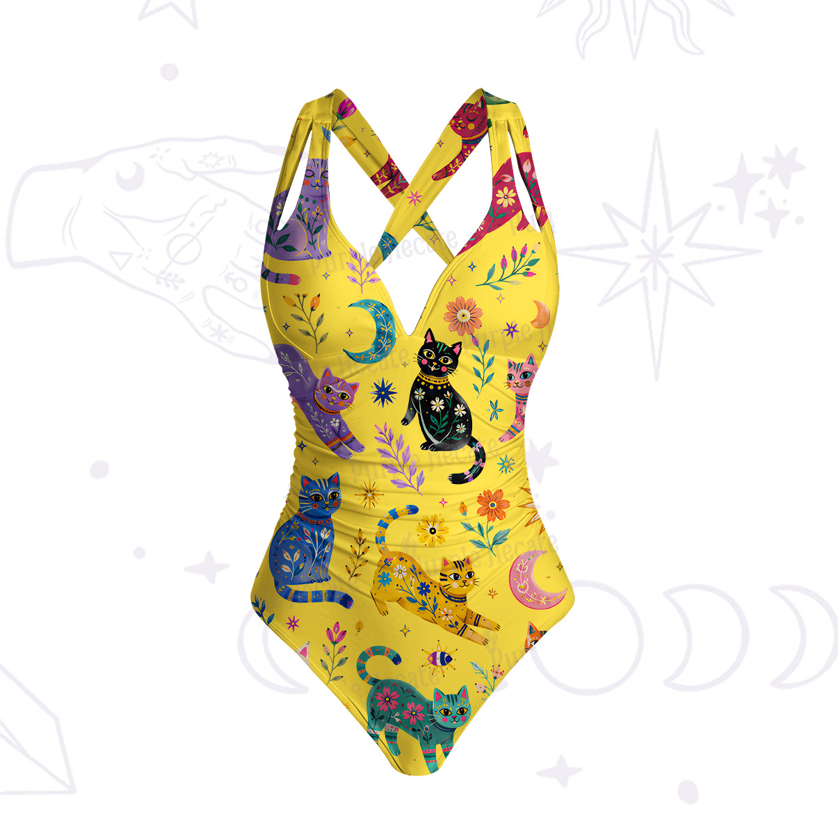 Purplehecate Rainbow Magic Cats One-Piece Swimsuit