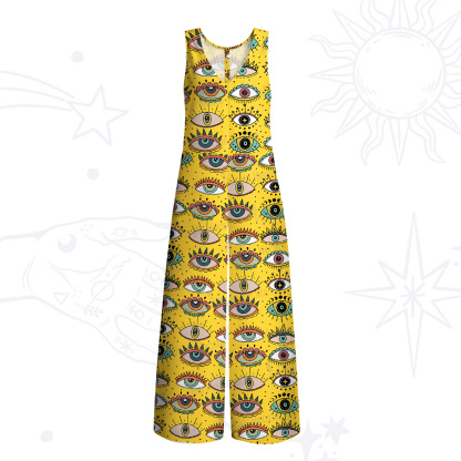 Purplehecate Evil Eye Pattern Wide Leg Jumpsuit