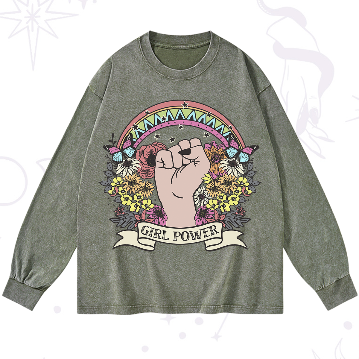 Purplehecate Girl Power Washed Long Sleeve Shirt