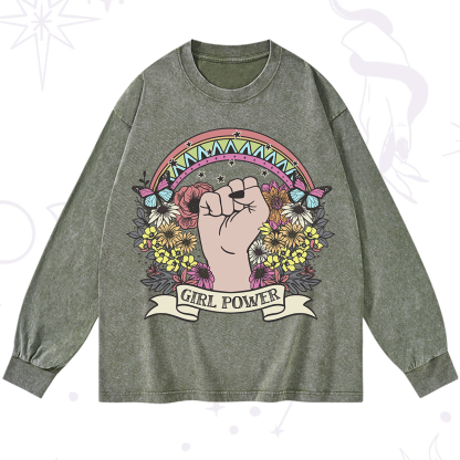 Purplehecate Girl Power Washed Long Sleeve Shirt