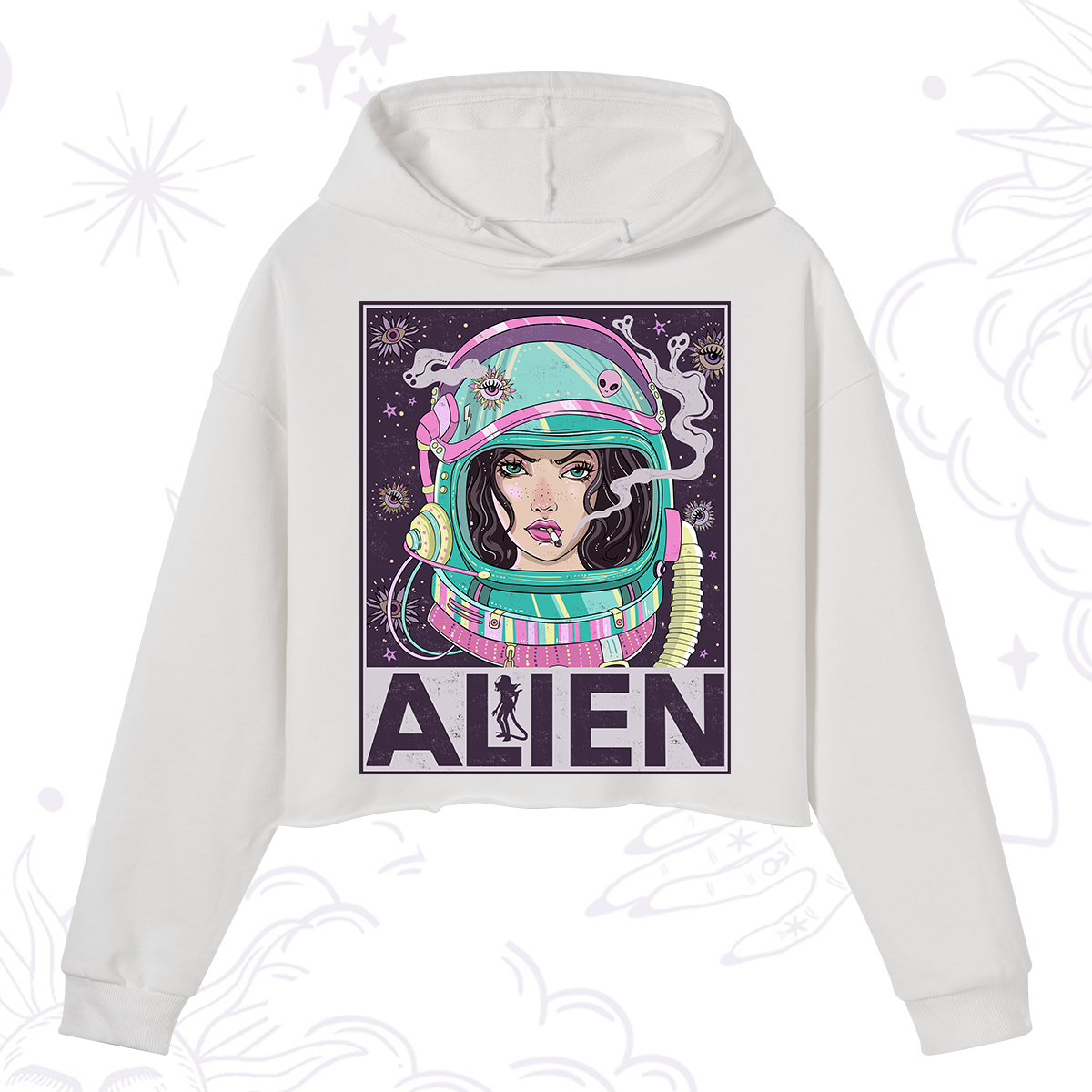 Purplehecate Galactic Encounter Crop Hoodie