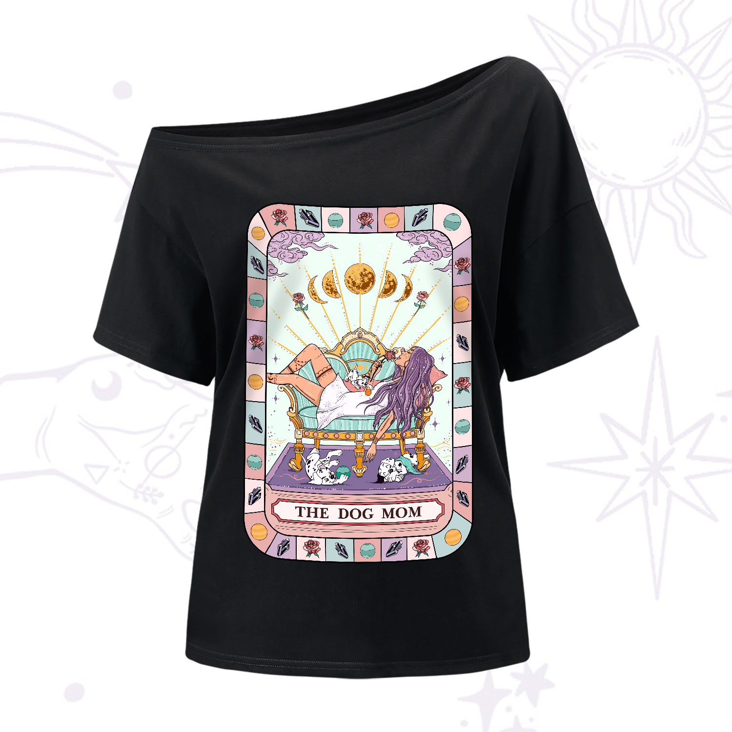 Purplehecate The Chill Dog Mom One-Shoulder T-Shirt