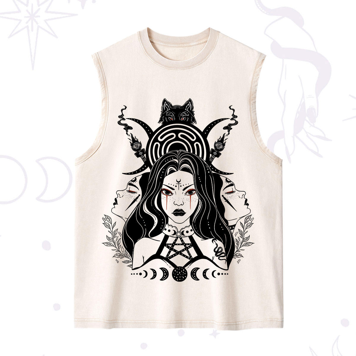 Purplehecate The Triple Moon Goddess Hecate Washed Tank