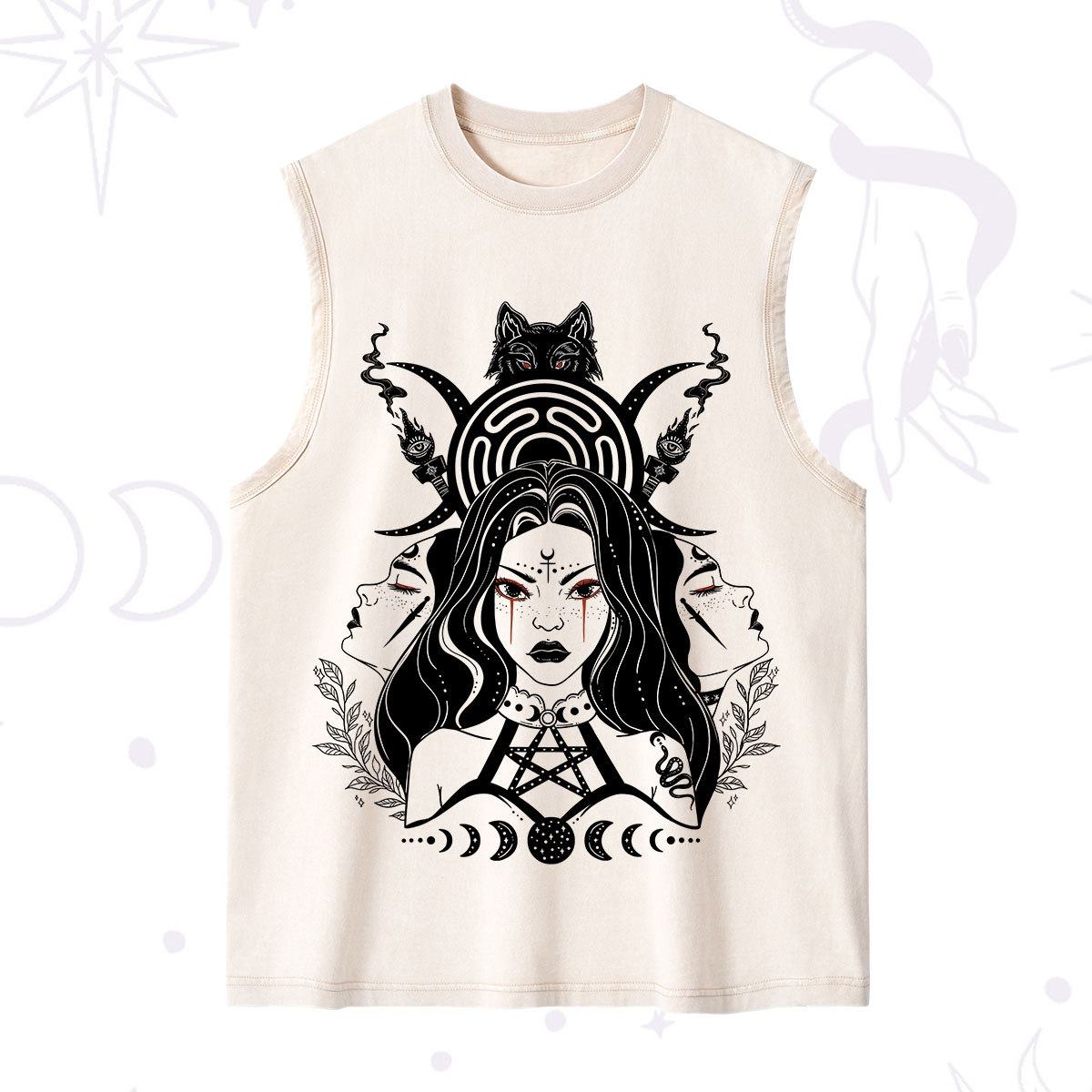 Purplehecate The Triple Moon Goddess Hecate Washed Tank