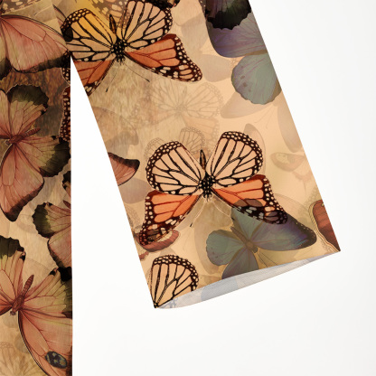 Purplehecate Monarch Butterfly Print Beachwear Cover-Up Dress