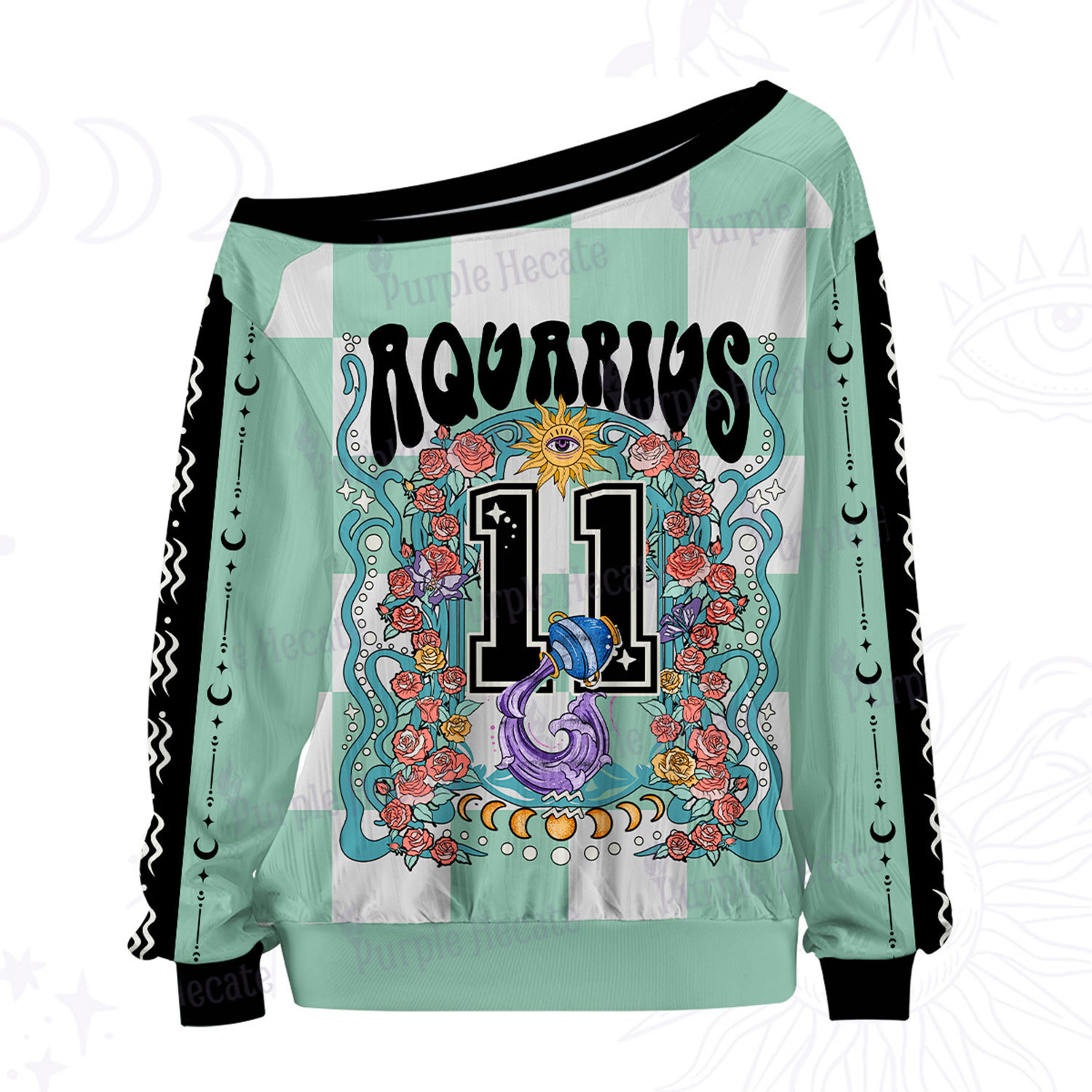 Purplehecate Aquarius Spirit Zodiac Off The Shoulder Graphic Jersey