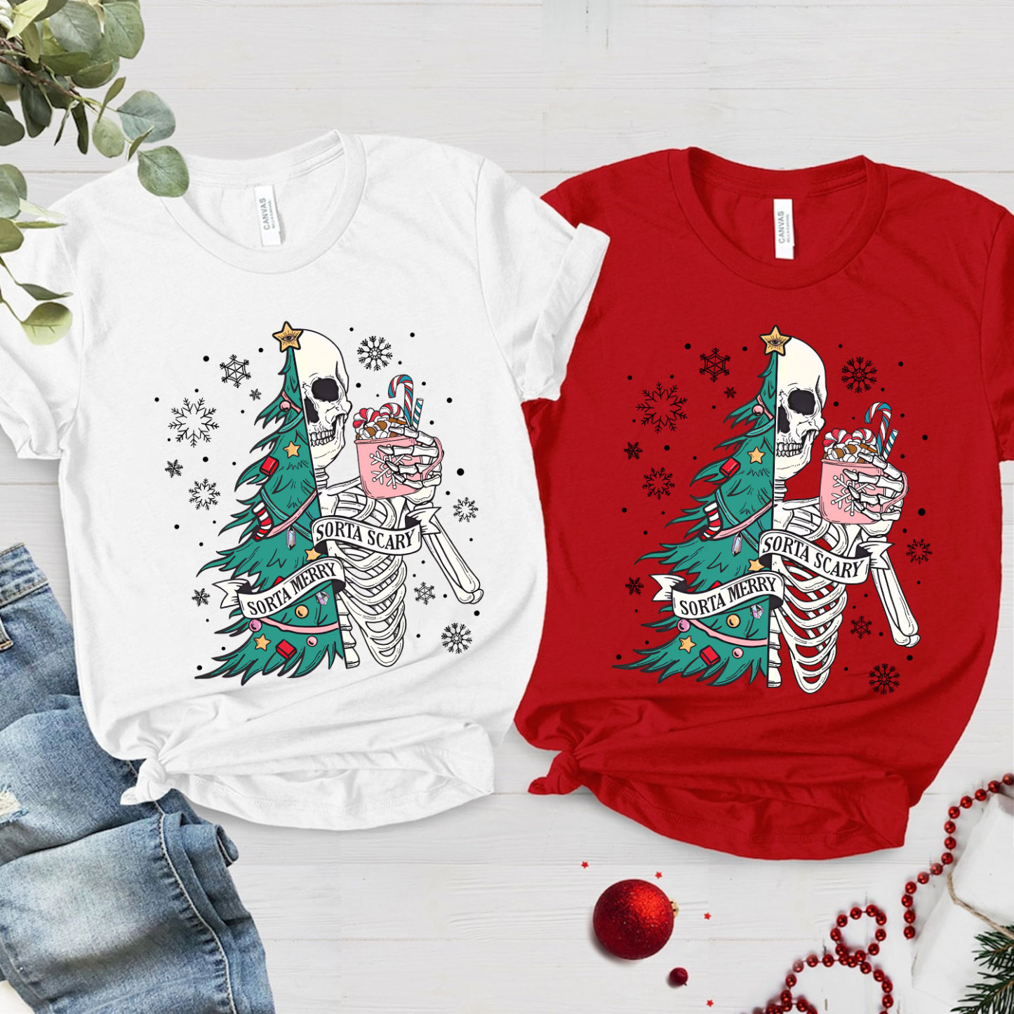 Purplehecate Sorta Merry Sorta Scary Christmas Family Matching T-Shirts