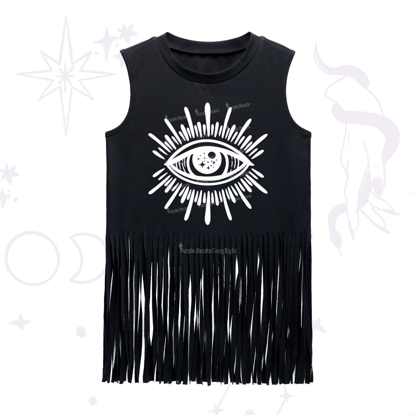 Purplehecate Evil Eye Fringe Tank Top