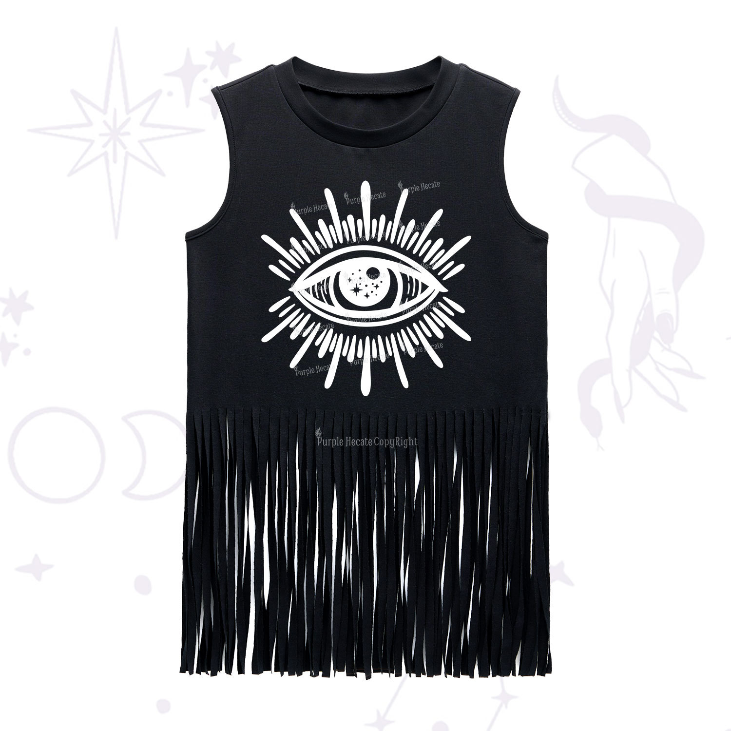 Purplehecate Evil Eye Fringe Tank Top