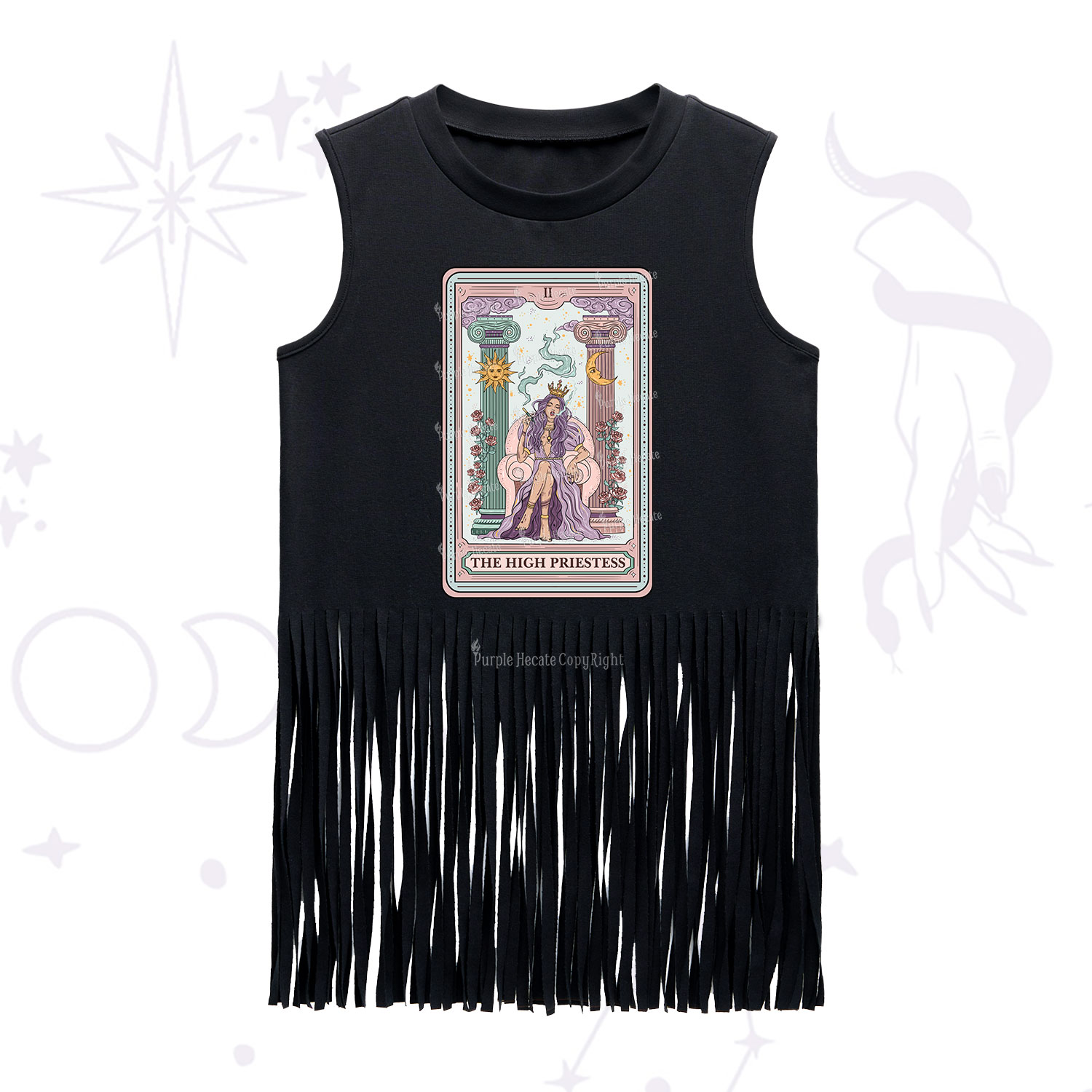 Purplehecate The High Priestess Tarot Card Fringe Tank Top
