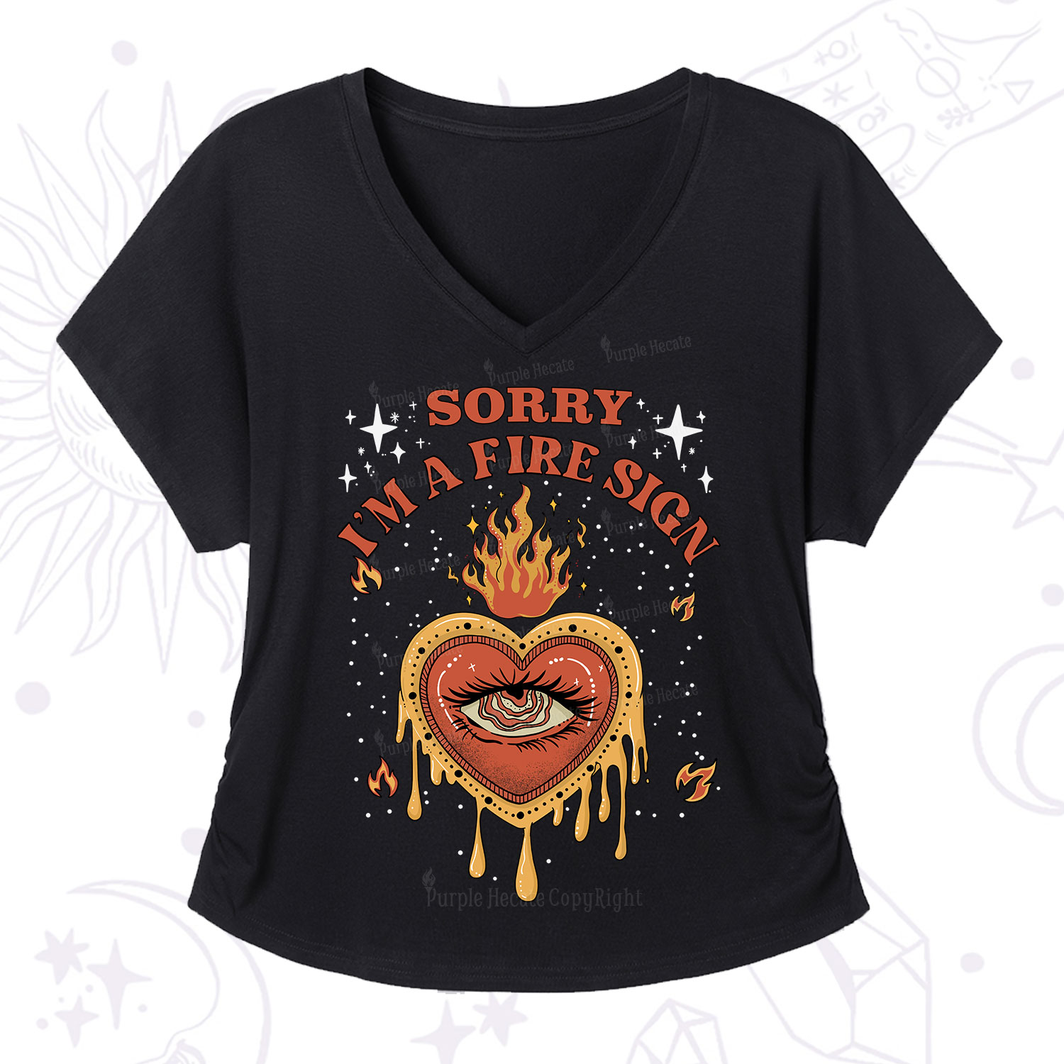 Purplehecate Sorry I'm A Fire Sign V-Neck T-Shirt