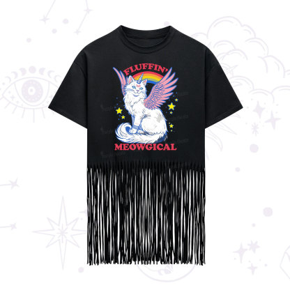 Purplehecate Fluffin Meowgical Fringe Hem T-Shirt