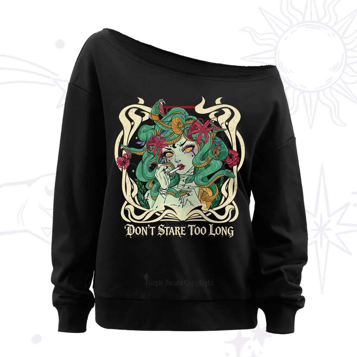 Purplehecate Don't Stare Too Long Off The Shoulder Sweatshirt