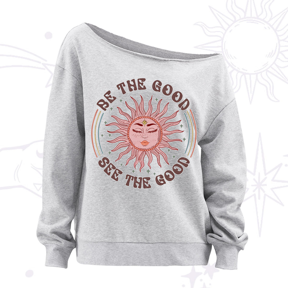 Purplehecate Be the Good See the Good Off The Shoulder Sweatshirt