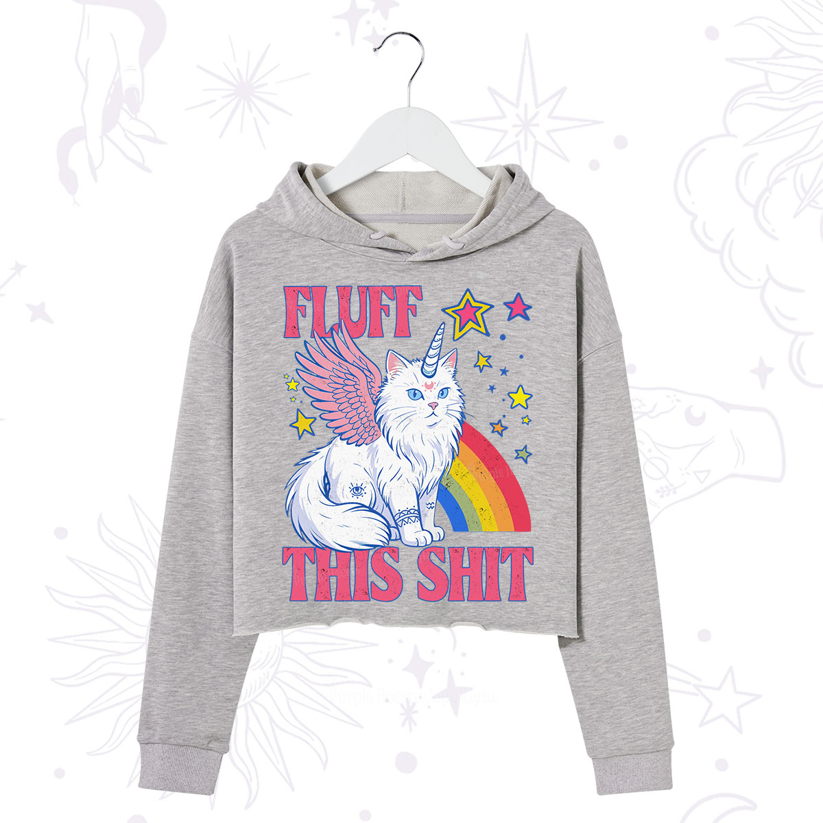 Purplehecate Fluff This Sh*t Cat Crop Hoodie