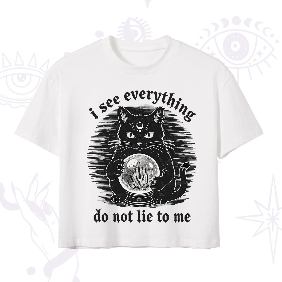 Purplehecate All Seeing Cat Crop T-Shirt