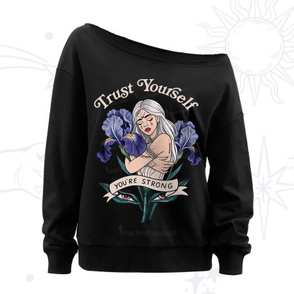 Purplehecate Trust Yourself Off The Shoulder Sweatshirt