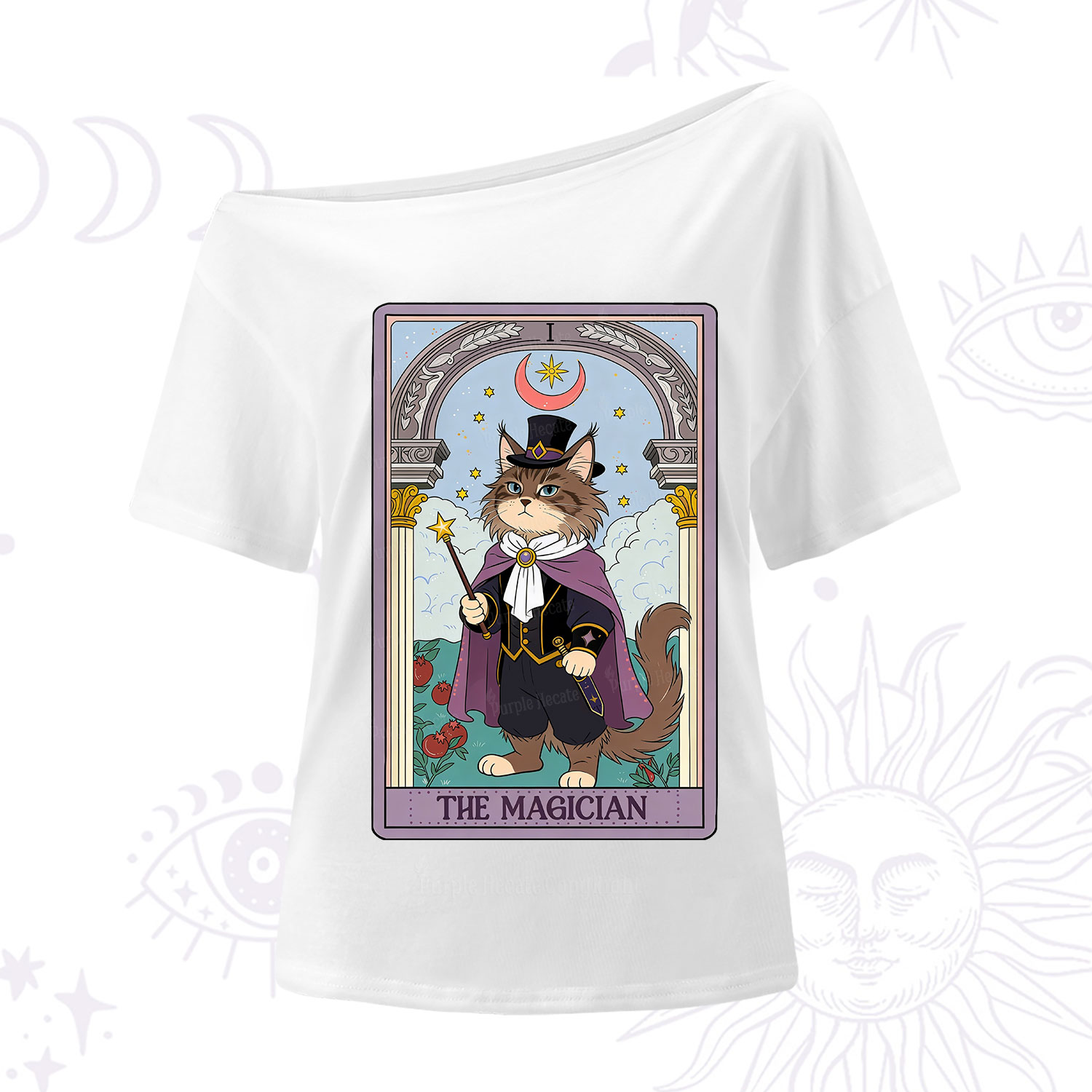 Purplehecate The Magician Cat Tarot One Shoulder T-Shirt