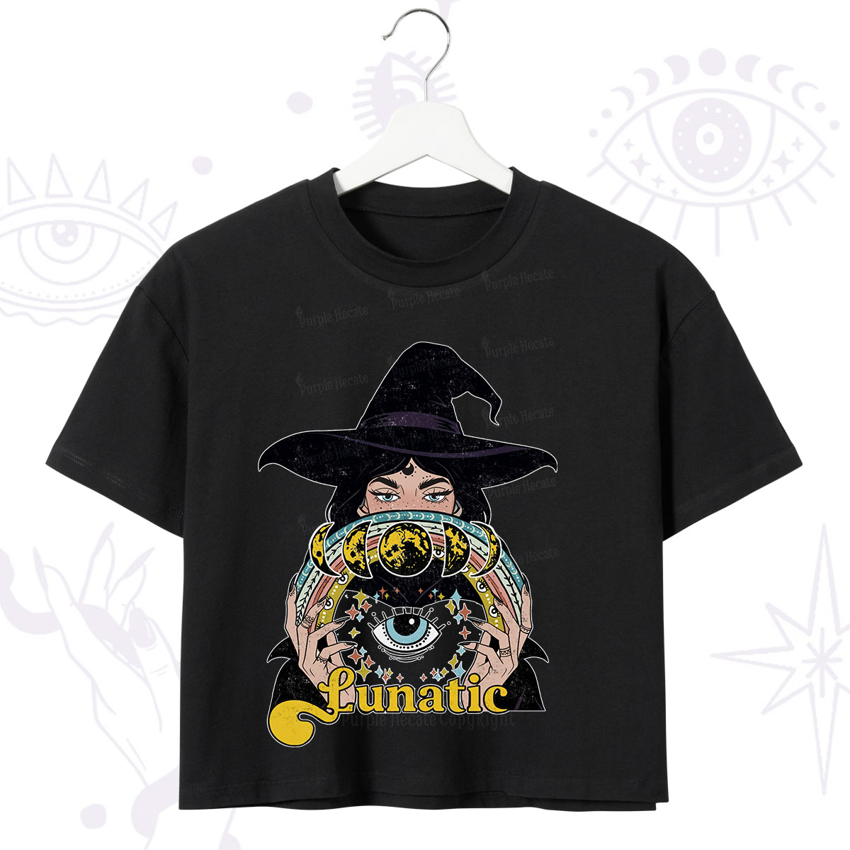 Purplehecate Witch of the Lunatic Moon Phase Crop T-Shirt