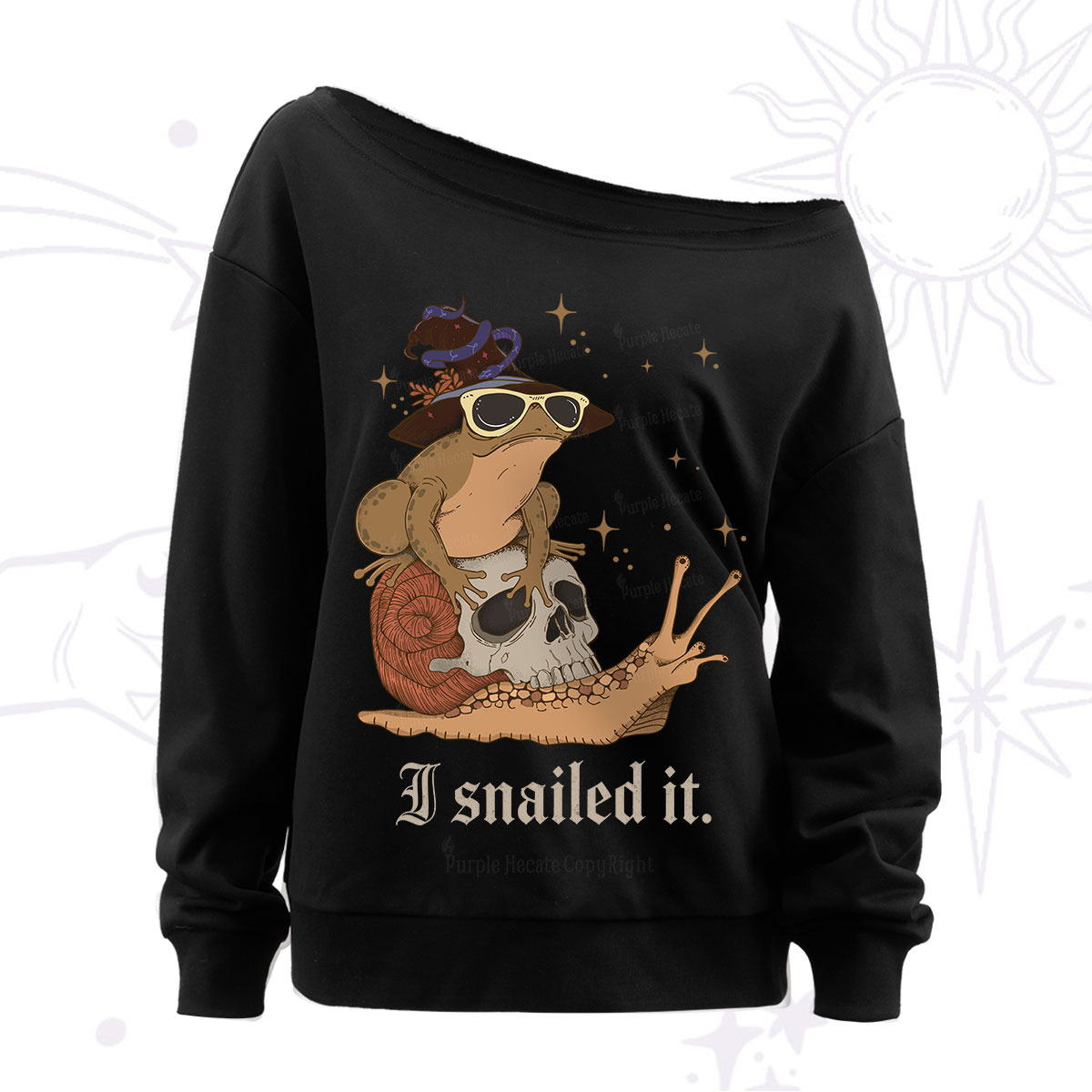 Purplehecate I Snailed It Off The Shoulder Sweatshirt