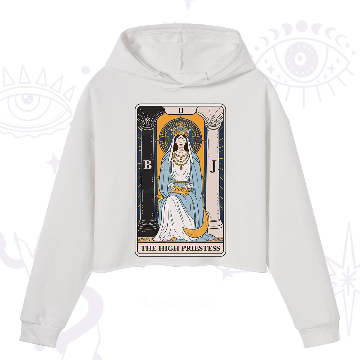 Purplehecate The High Priestess Tarot Card Crop Hoodie