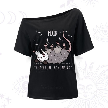 Purplehecate Mood Perpetual Screaming Opossum One Shoulder T-Shirt