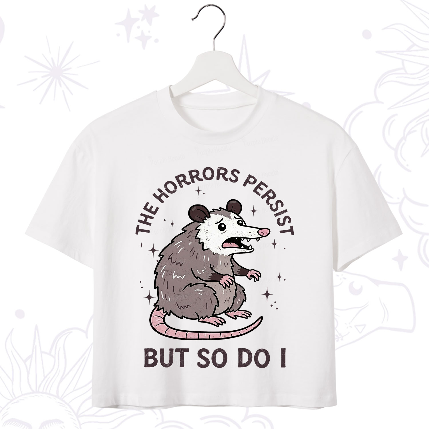 Purplehecate The Horrors Persist But So Do I Opossum Crop T-Shirt