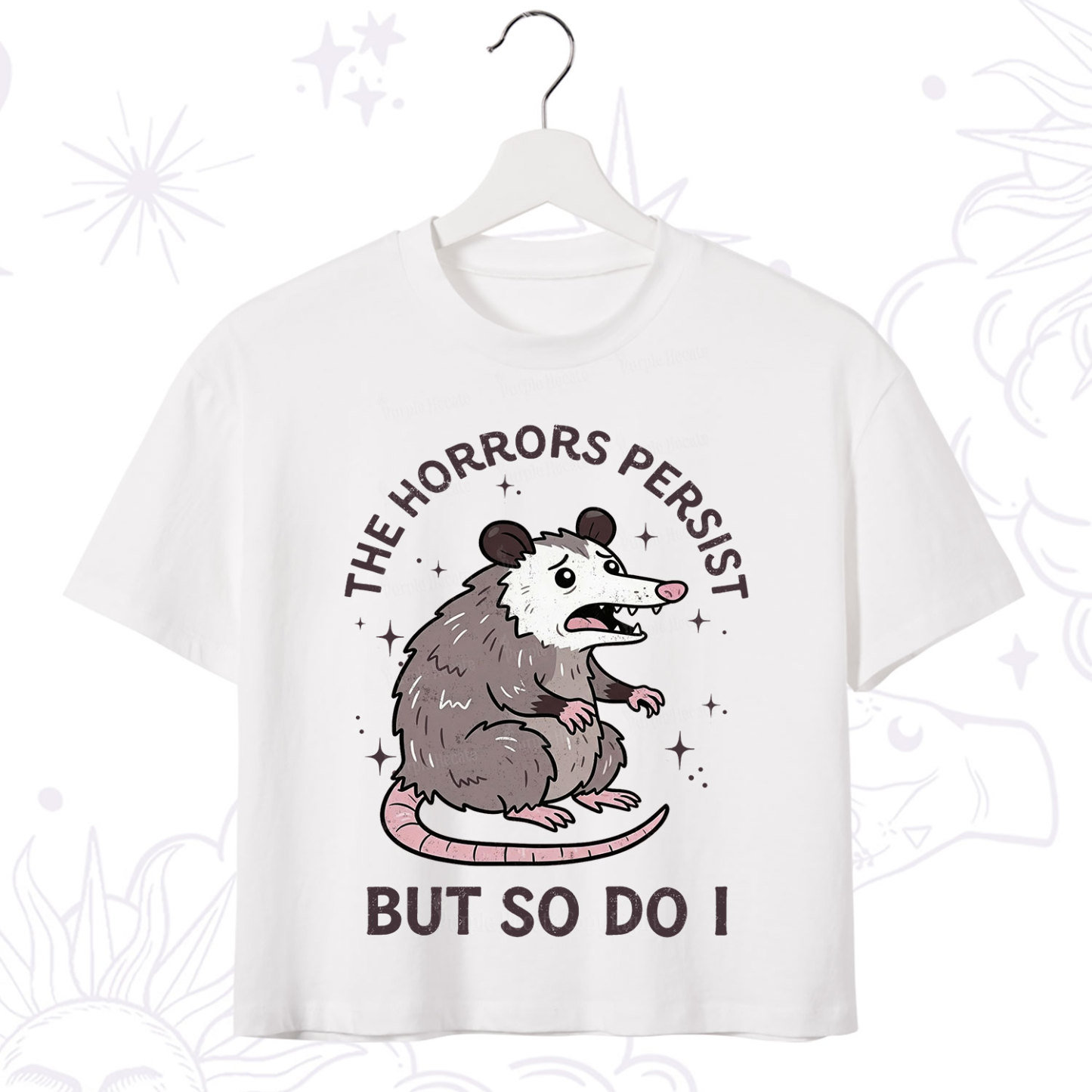 Purplehecate The Horrors Persist But So Do I Opossum Crop T-Shirt