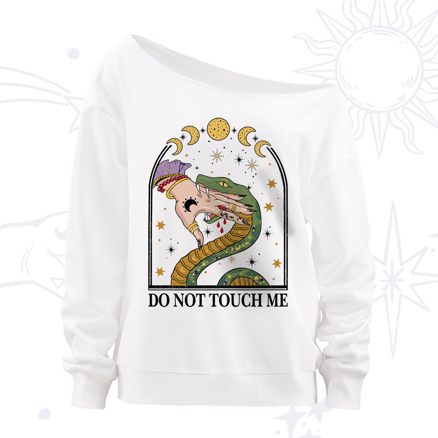 Purplehecate Do Not Touch Me Off The Shoulder Sweatshirt