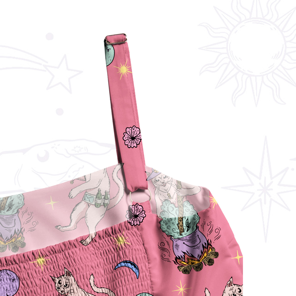 Purplehecate Cat Coven Wide Straps Maxi Dress