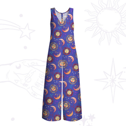 Purplehecate Dancing Suns and Lunar Dreams Wide Leg Jumpsuit