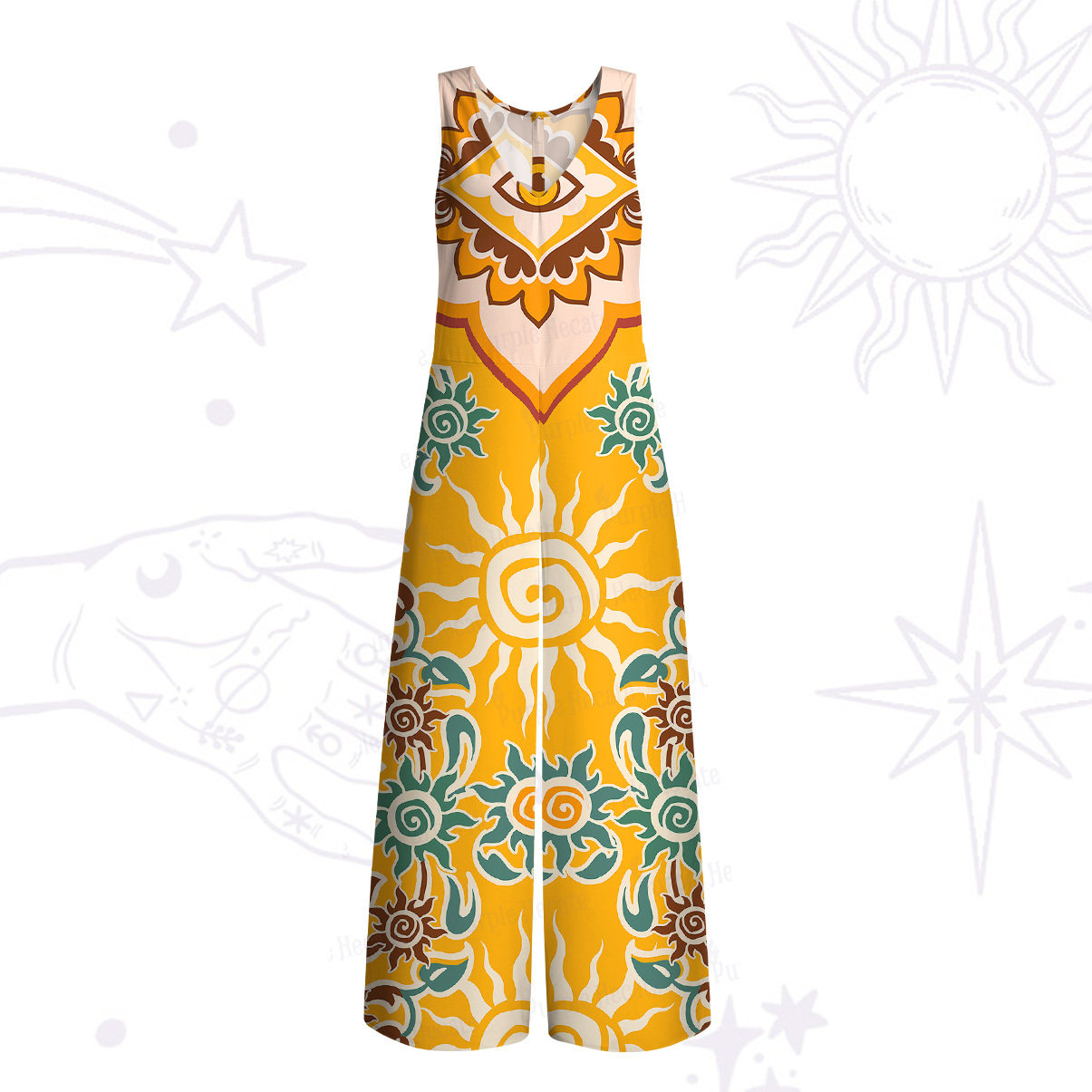 Purplehecate Solar Whispers Witch Wide Leg Jumpsuit