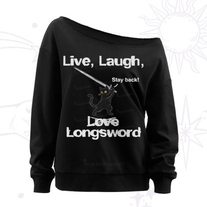 Purplehecate Live Laugh Love Longsword Off The Shoulder Sweatshirt