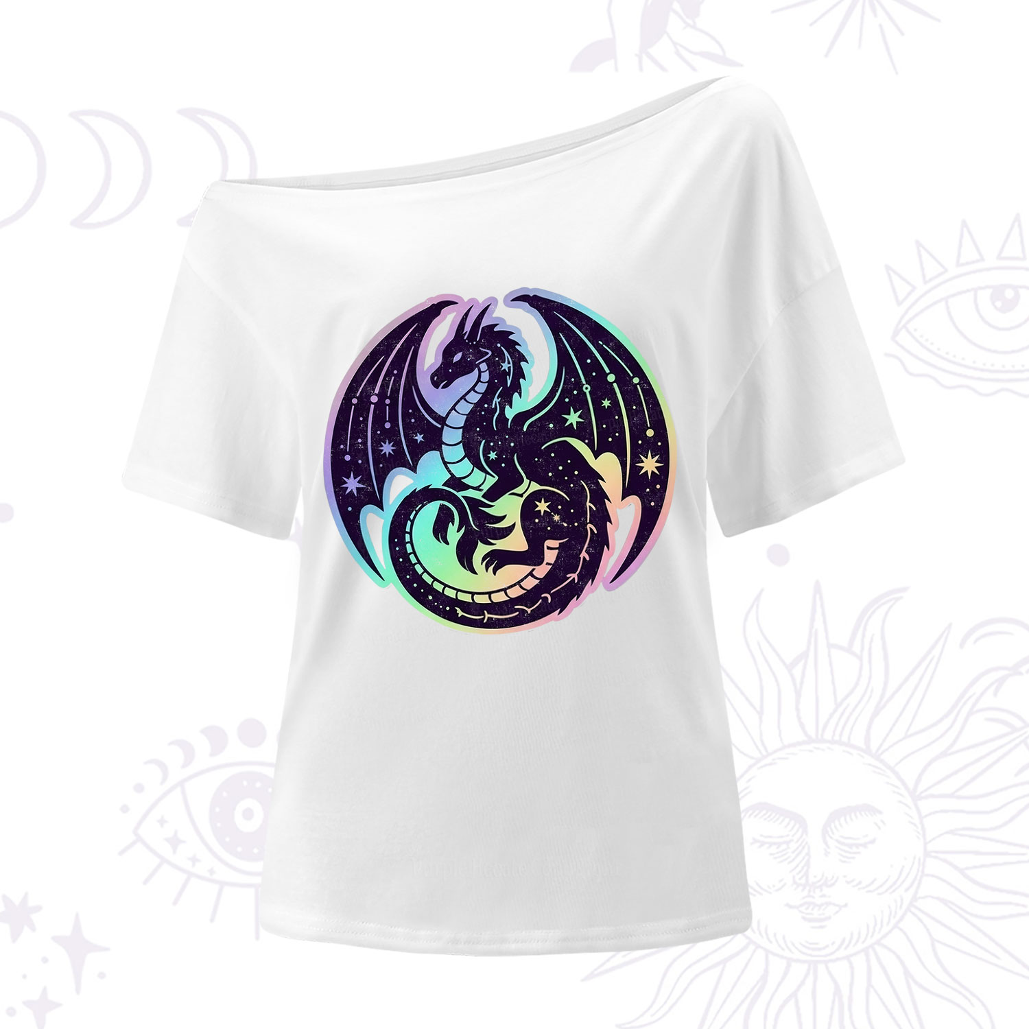 Purplehecate Cosmic Dragon One Shoulder T-Shirt