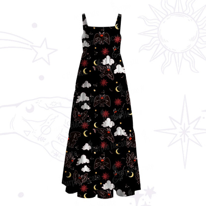 Purplehecate Cryptid Mothman Wide Straps Maxi Dress