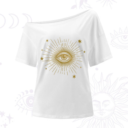 Purplehecate Celestial Eye with Stars One Shoulder T-Shirt