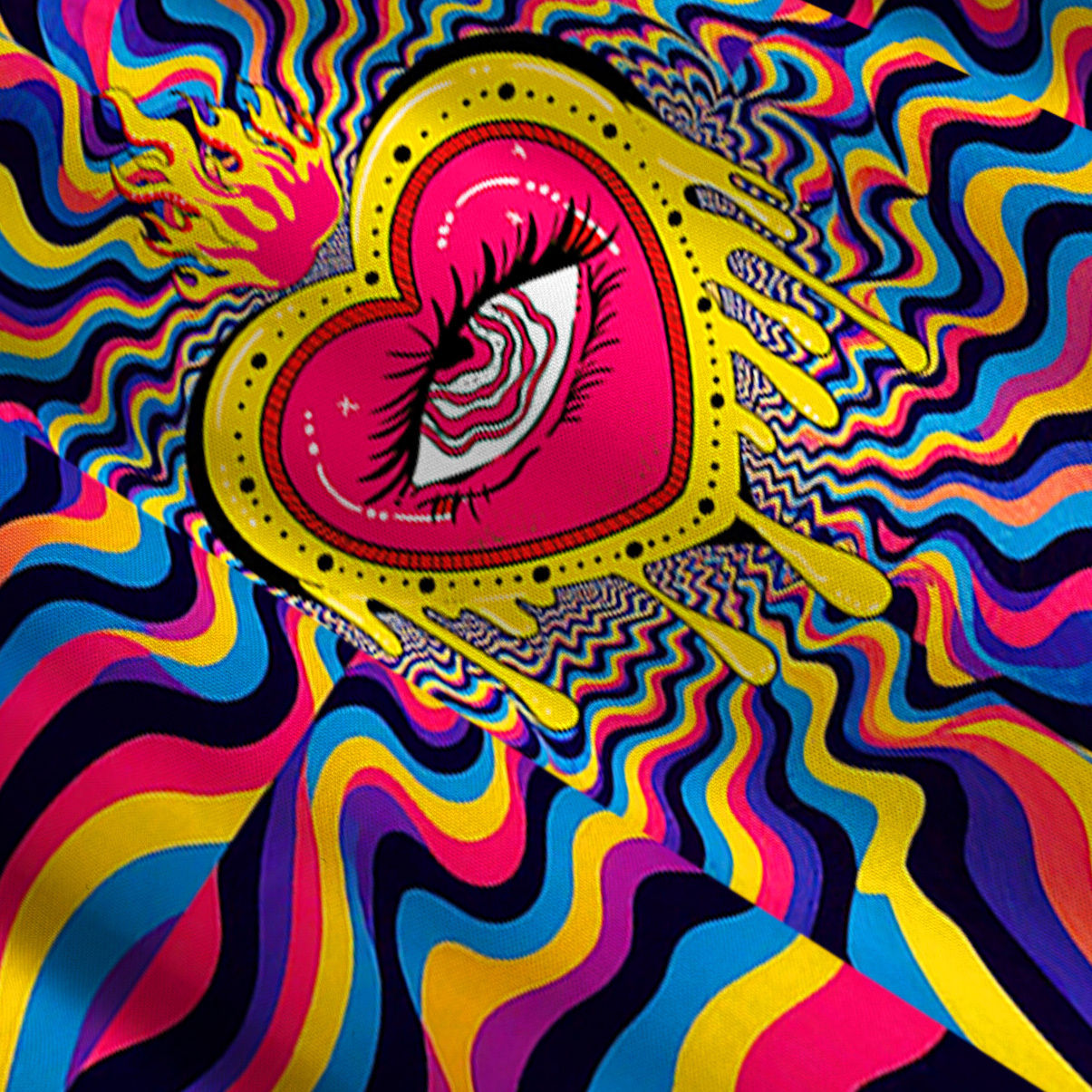 Purplehecate Trippy Rainbow Heart Eye Convertible Maxi Skirt