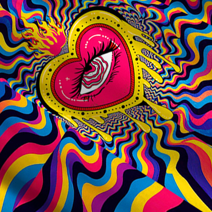 Purplehecate Trippy Rainbow Heart Eye Convertible Maxi Skirt